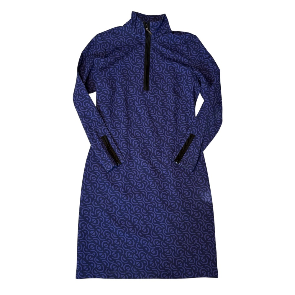 J.McLaughlin NWOT Bedford‎ Purple Geometric Link Quarter Zip Dress Small - Picture 2 of 9